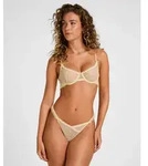 String HUNKEM&Ouml;LLER "Highleg Thong Flora", Damen, Gr. XS, gelb, 89% Polyamid, 8%