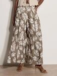 Apricot Culotte "Plissierte Culotte-Hose" mit Blattmuster