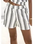 Shorts LASCANA "aus luftiger Crepeware", Damen, Gr. 38, N-Gr, wei&szlig;, marine