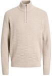 Troyer JACK & JONES "JJBLAKE KNIT HALF ZIP", Herren, Gr. L, beige (moonbeam), Strick,