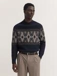 bugatti Rollkragenpullover "Regular Fit" Regular Fit Wollmix Jacquard