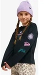 Sweatshirt ROXY "ORCHIDREGULAR LS", M&auml;dchen, Gr. 12, schwarz (anthrazit),