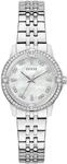 Quarzuhr GUESS "COLETTE", silber (silberfarben, wei&szlig;), Armbanduhren, Damen,