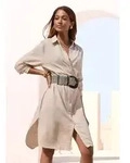 Longbluse BUFFALO, Damen, Gr. 44, beige (beige meliert), Web, Obermaterial: 100%