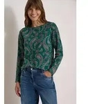 Langarmshirt CECIL, Damen, Gr. 3XL, schwarz fir gr&uuml;n, Web, 100% Baumwolle,