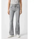 5-Pocket-Jeans PEPE JEANS "FLARE JEANS MW VENUS", Damen, Gr. 26, L&auml;nge 32, grau