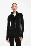 Sweatjacke HUGO "Dygym", Damen, Gr. S, schwarz 001, Samt, Obermaterial: 95%