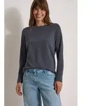 Langarmshirt CECIL, Damen, Gr. 3XL, grau (urban dunkelblau melange), Web, 50%
