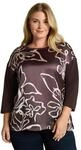 3/4-Arm-Shirt TOM TAILOR PLUS, Damen, Gr. 44, braun (java schwarz braun), Single