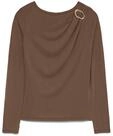 Langarmshirt VERO MODA "VMBRIELLE LS BOATNECK TOP JRS", Damen, Gr. L, braun (cocoa