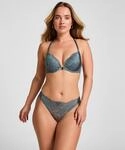 String HUNKEM&Ouml;LLER "Highleg Thong Viktoria", Damen, Gr. XS, blau, 49% Polyester, 36%