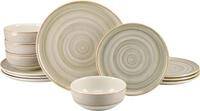 CreaTable Teller-Set "Caoba, Geschirr-Set, 12-tlg." Robustes Steingut,...
