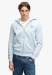 Kapuzensweatjacke SUPERDRY "ESSENTIAL LOGO ZIP HOODIE HB", Herren, Gr. XL, blau (icy