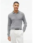 Polokragenpullover TOMMY HILFIGER "LAMBSWOOL LS POLO", Herren, Gr. M, grau (medium