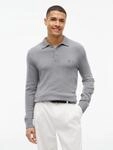 Polokragenpullover TOMMY HILFIGER "LAMBSWOOL LS POLO", Herren, Gr. M, grau (medium