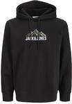 Kapuzensweatshirt JACK & JONES "JJROCHE SWEAT HOOD", Herren, Gr. L, schwarz,