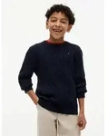 Strickpullover TOMMY HILFIGER, Jungen, Gr. 86, blau (schwarz night navy),...