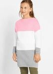 Longpullover BONPRIX, M&auml;dchen, Gr. 164/170, rosa (puderrosa, wollwei&szlig;, grau