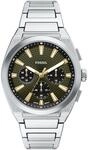 Chronograph FOSSIL "Everett", silber (edelstahlfarben, gr&uuml;n, gr&uuml;n),...