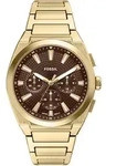 Chronograph FOSSIL "Everett", gold (gelbgoldfarben, braun, braun), Armbanduhren,