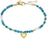 Armband LOTUS "Essentials - Herz", gelbgoldfarben, blau, wei&szlig;, blau, Armb&auml;nder,
