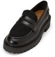 Loafer MARC O'POLO "aus gewachstem Leder und Teddyfell", Damen, Gr. 40, schwarz,