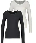 Langarmshirt ALIFE & KICKIN, Damen, Gr. S, schwarz (schwarz, wei&szlig;), 95%...