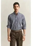 Langarmhemd GANT "REGULAR POPLIN STRIPE", Herren, Gr. L, N-Gr, blau (classic...