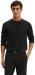 Rundhalspullover MARC O'POLO "aus gesprenkeltem Tweedgarn", Herren, Gr. S, schwarz,