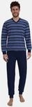 Pyjama G&Ouml;TZBURG, Herren, Gr. 48, Single Jersey, blau (blau, dunkel, ringel), Single