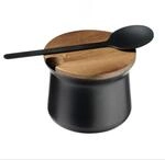 APS Zuckerdose "mit L&ouml;ffel - 18/8 Edelstahl/Akazienholz" &Oslash; 8 cm, H: 6,5 cm, 0,2