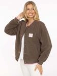 Bomberjacke ZWILLINGSHERZ "Smile Love", Damen, Gr. S, braun, Pl&uuml;sch, Obermaterial: