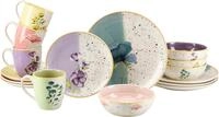 CreaTable Kombiservice "Armonia, Geschirr-Set, 16-tlg." Lebendige Bl&uuml;tenmotive,