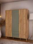 FORTE Kleiderschrank B/H/T ca. 94,5x185,6x52,2 cm, Salbei, Dreht&uuml;renschrank,