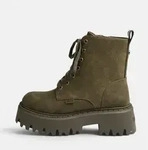 Schn&uuml;rboots BUFFALO "ASPEN", Damen, Gr. 42, Textil, oliv, Lederimitat, Schuhe