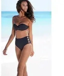 Highwaist-Bikini-Hose LASCANA "Italy", Damen, Gr. 42, N-Gr, schwarz, Microfaser,