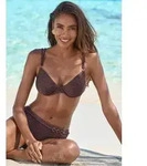 B&uuml;gel-Bikini LASCANA, Damen, Gr. 42, Cup F, braun, Recycling-Polyamid,