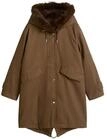 Kurzmantel MARC O'POLO "mit abnehmbarem Faux-Fur-Kragen", Damen, Gr. 32, braun