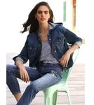 Jeansblazer HEINE "Jeans-Jacke", Damen, Gr. 40, blau (blau, stone, washed), 98%