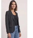 Kurzblazer STREET ONE, Damen, Gr. 46, schwarz (indigo night), Stoff, 52%...