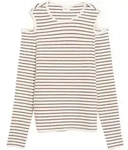 Langarmshirt S.OLIVER JUNIOR, M&auml;dchen, Gr. 134/140, nature burgundy, Rippware,