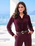 Langarmbluse HEINE, Damen, Gr. 34, rot (burgund), 100% Polyester, unifarben,