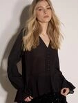 Apricot Klassische Bluse "Bluse mit strukturiertem Peplum-Saum" Knopfleiste