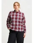 Flanellbluse JACK WOLFSKIN "BAJA FLANNEL SHIRT W", Damen, Gr. S (36), check, merlot,