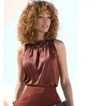 Blusentop LASCANA "aus Satin mit gerafftem Ausschnitt", Damen, Gr. 44, braun,...