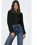 Hemdbluse ONLY "ONLMETTE PEARL LS SHIRT WVN", Damen, Gr. L (40), schwarz, Web,