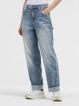 Loose-fit-Jeans SOCCX, Damen, Gr. 32, blau (mountain lake), Denim/Jeans, Material: