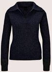MADELEINE Longpullover "Pullover Patentstrick-Pullover mit Polo-Kragen"