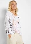 Strickpullover BONPRIX, Damen, Gr. 44/46 (L), wei&szlig; (wei&szlig; bedruckt), Strick,
