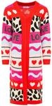 Cardigan ZWILLINGSHERZ "LEO MIX", Damen, Gr. S/M, bunt (rot), Grobstrick,